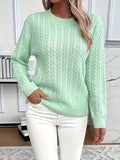 Women's Oversized Cable Knit Jumper - Light Green, front view