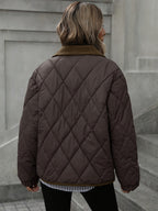 Women's Quilted Jacket - Brown, back view