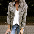 Women's Relaxed Denim Jacket - Grey, front view