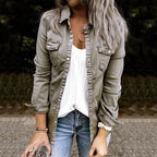 Women's Relaxed Denim Jacket - Grey, front view