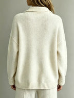 Women's Knit Polo Jumper - White, detail view