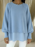 Women's Layered Hem Knit Jumper - Blue, front view