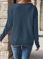 Women's Chevron Open Knit Jumper - Navy, detail view