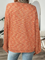 Women's Waffle Knit Jumper - Burnt Orange, detail view