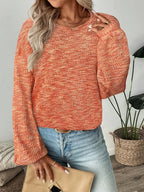 Women's Waffle Knit Jumper - Burnt Orange, detail view