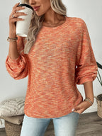 Women's Waffle Knit Jumper - Burnt Orange, detail view