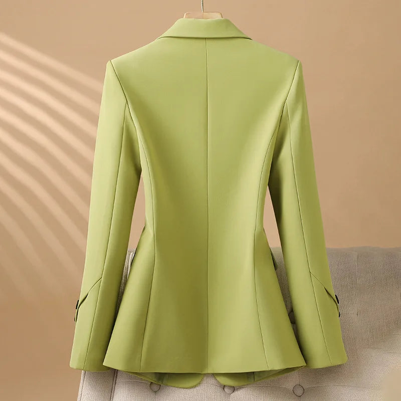 Women's Two-Button Blazer - Green Back View