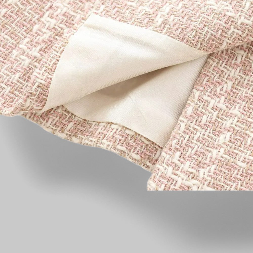 Women's Tweed Double-Breasted Blazer - Gold-Tone Buttons - lining detail