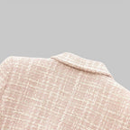 Women's Tweed Double-Breasted Blazer - Gold-Tone Buttons - shoulder and weave detail