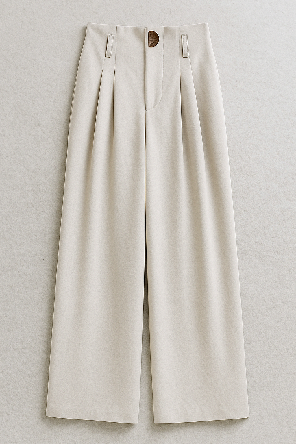 Women's High-Waisted Wide-Leg Trousers - Pleated Front - Off White