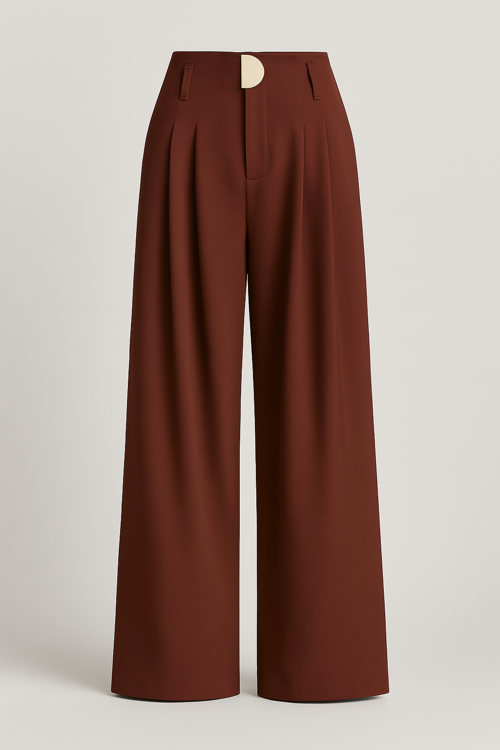 Women's High-Waisted Wide-Leg Trousers - Pleated Front - Wine Red