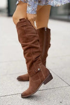 Women's Knee-High Slouch Boots - Slouched Shaft, Side View