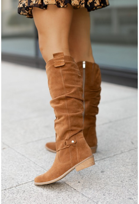 Women's Knee-High Slouch Boots - Light Brown