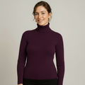 Women's Ribbed Turtleneck Jumper - Slim Fit, Long Sleeve - Violet