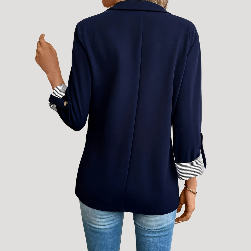 Women's Relaxed Blazer - Navy Blue, back view
