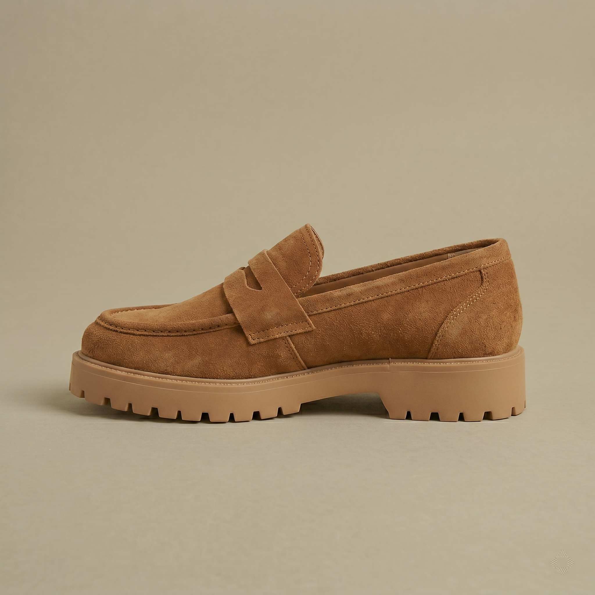 Women's Chunky Penny Loafers - Lug Sole Slip-On - Brown