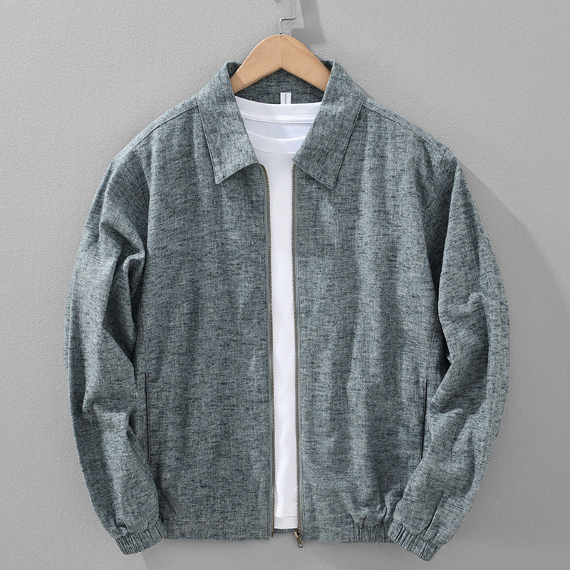 Men's Zip-Up Collared Bomber Jacket - Mid Grey Marl on Hanger