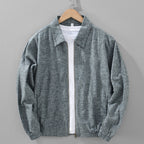 Men's Zip-Up Collared Bomber Jacket - Mid Grey Marl on Hanger